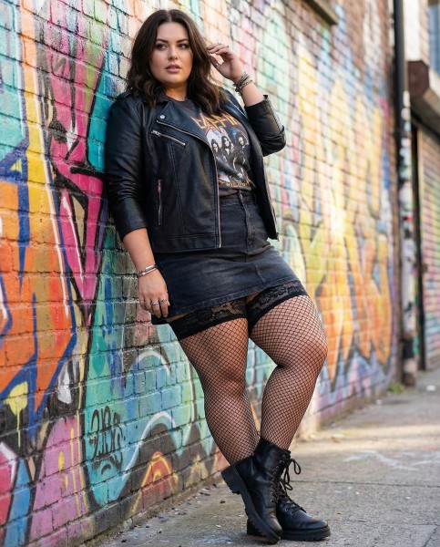 Glamory - Elegant plus size fiskenet stay-ups Mesh