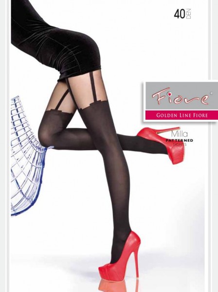 Fiore - Trendy mock suspender tights Milla 40 DEN