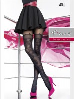 Fiore - Stylish mock hold up tights with flower pattern Etel 40 DEN Fiore - Stylish mock hold up tights with flower pattern Etel 40 DEN