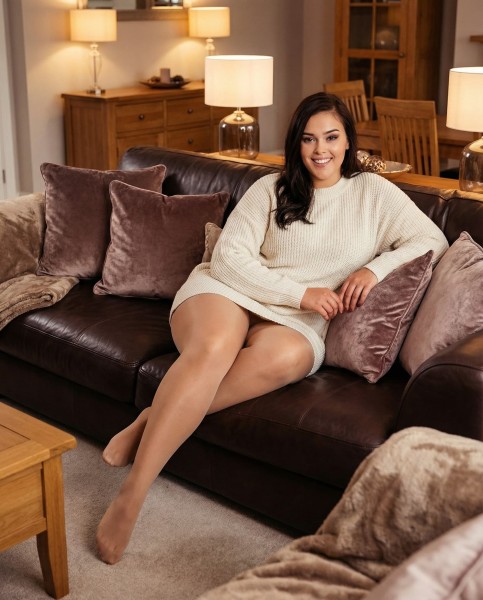 Glamory - Glossy plus size strømpebukser Satin 20 denier