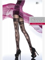 Fiore - Sensuous mock hold up tights with flower pattern Havana 20 DEN Fiore - Sensuous mock hold up tights with flower pattern Havana 20 DEN