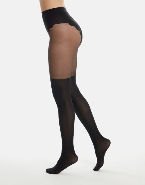 Cette - Strømpebukser med overknee-look med elegant tanga åben skridt